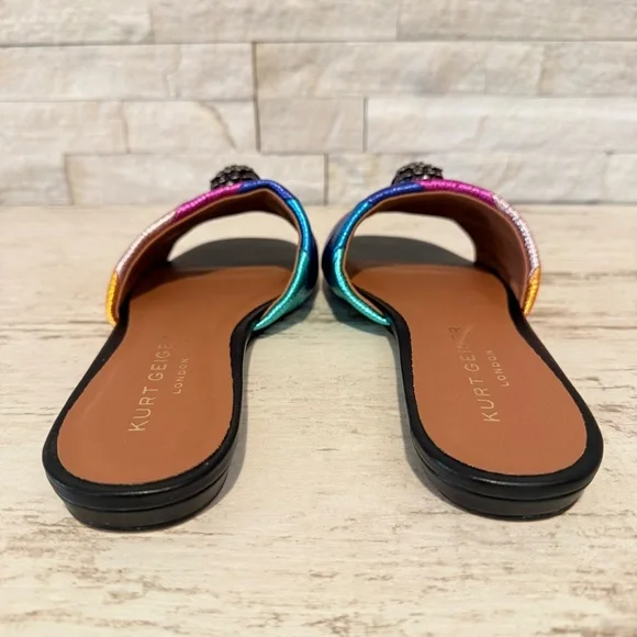 Kurt Geiger Kensington Flat Sandals Rainbow Metallic Stripe Slide Size 36.5 EU - Picture 8 of 16